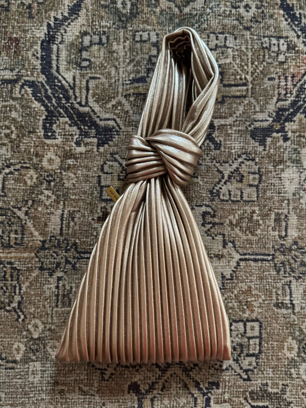 DOLCE VITA Carey Pleated Faux Leather Handbag Wristlet Metallic Gold NWOT